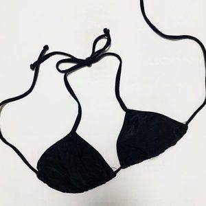 Black Ribbed Bikini Top Triangle Small